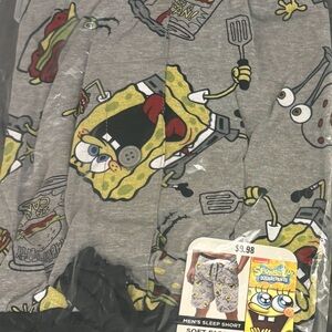 SpongeBob Squarepants Yellow and Gray All-Over Print Lounge Shorts Mens size XL